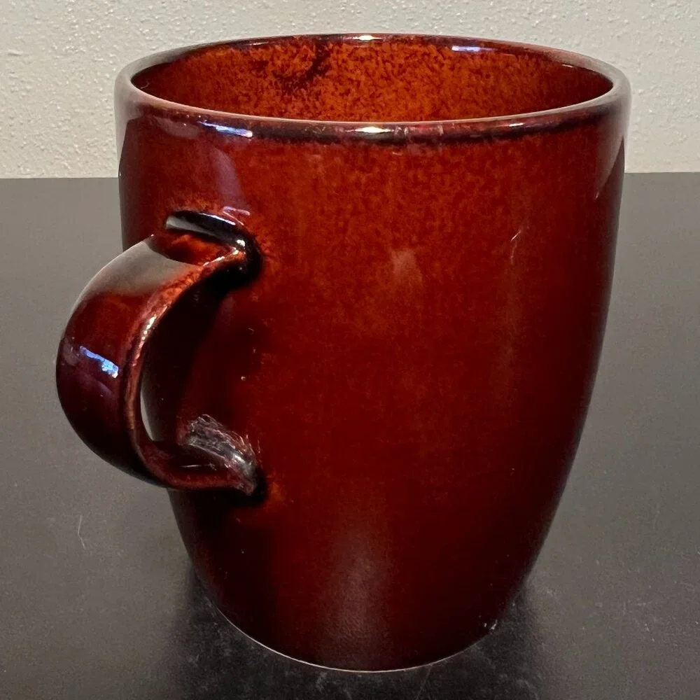Crate & Barrel MAHOGANY Brown Luster Glazed Mug / Cup ~ Made in Japan